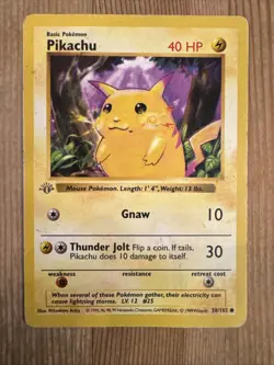 Pokemon Pikachu - 58/102 - Common - 1st Edition Base Set DMG - Image 1