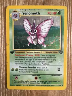 Pokemon TCG - Venomoth 13/64 Holo 1st Edition Jungle WOTC HP/DMG - Image 1