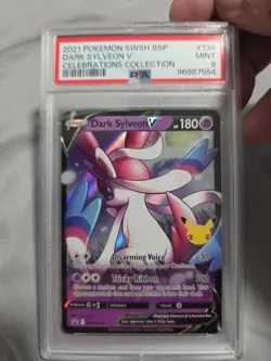 2021 POKEMON SWSH BLACK STAR PROMO CELEBRATIONS COLL #134 DARK SYLVEON V PSA 9 - Image 1
