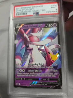 2021 POKEMON SWSH BLACK STAR PROMO CELEBRATIONS COLL #134 DARK SYLVEON V PSA 9 - Image 2