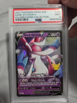 2021 POKEMON SWSH BLACK STAR PROMO CELEBRATIONS COLL #134 DARK SYLVEON V PSA 9 - Image 3