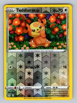 Teddiursa 126/203 Reverse Holo SWSH07: Evolving Skies NM - LP Pokemon TCG - Image 1