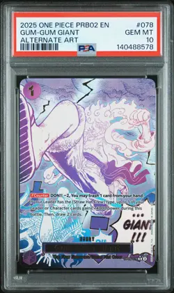 One Piece PRB02 Event Manga - Gum-Gum Giant - Alt Art - OP09-078 - PSA 10 - Image 1
