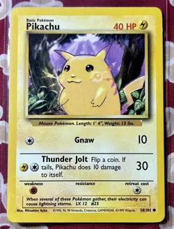 PIKACHU - Base Set - 58/102 - Common - Pokemon Card - Unlimited Edition - Image 1