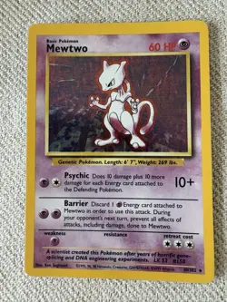 Pokemon TCG Mewtwo 10/102 Base Set Unlimited Holo Rare HP - Image 1