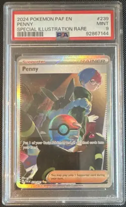 Pokemon Penny 239/091 Special Illustration Rare Holo SV: Paldean Fates PSA 9 - Image 1