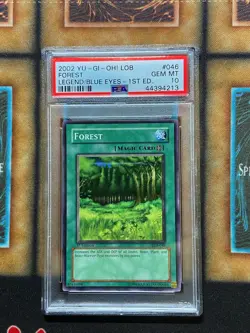 Yugioh PSA 10 GEM MINT Forest LOB-046 Common 1st Edition - Image 1
