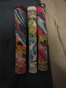 Pokemon Accessories Lot – Prismatic SPC Box, Charizard UPC Playmats, Sleeves - Image 4