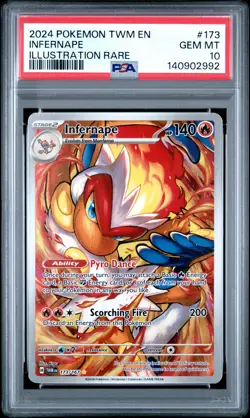 2024 POKEMON TWM EN-TWILIGHT MASQUERADE ILLUSTRATION RARE #173 INFERNAPE PSA 10 - Image 1