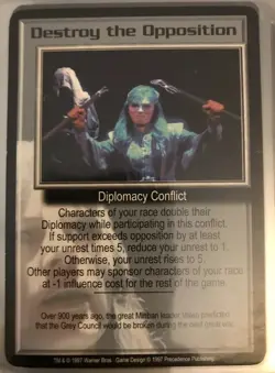 Babylon 5 B5 CCG Premier Edition PROMO Card DESTROY THE OPPOSITION Diplomacy Cft - Image 1