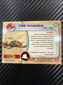 Growlithe 2000 Topps Chrome Pokemon T.V. Animation #58 - Image 2