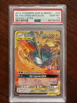 MOLTRES & ZAPDOS & ARTICUNO GX PSA 10 2019 POKEMON SUN & MOON HIDDEN FATES - Image 1