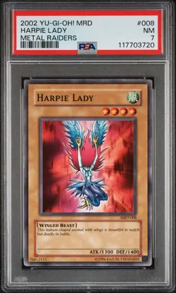 2002 YU-GI-OH! MRD-METAL RAIDERS #008 HARPIE LADY PSA 7 - Image 1