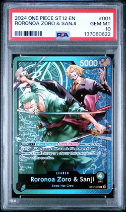 2024 ONE PIECE ST12-001 STARTER DECK RORONOA ZORO & SANJI LEADER PSA 10 GEM MINT - Image 1