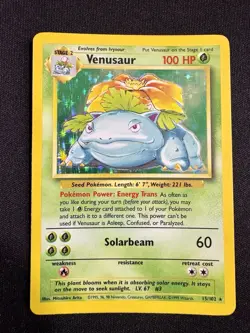 Pokemon Venusaur Base Set 15/102 Holo English 1999 TCG WOTC Card - MP - Image 1