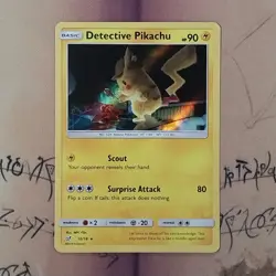 Detective Pikachu 10/18 Detective Pikachu Holo NM Pokemon Card English - Image 1