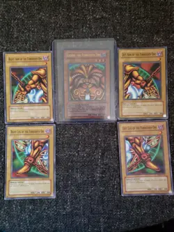 Vintage Yugioh Complete Dark Beginning 5 Card Exodia The Forbidden One Set DB1 - Image 1
