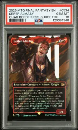 2025 MTG FINAL FANTASY CHARACTER BORDERLESS-SURGE FOIL SEIFER ALMASY PSA 10 - Image 1