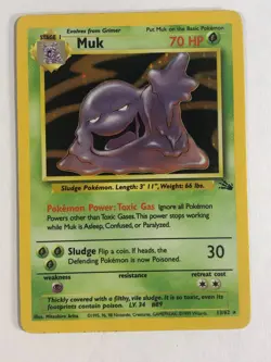 Pokemon TCG Fossil Set Holographic Muk 13/62 Light Played - Image 1