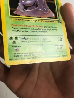 Pokemon TCG Fossil Set Holographic Muk 13/62 Light Played - Image 2