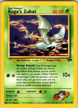 Koga's Zubat 083/132 Gym Challenge Pokemon TCG NM Unlimited - Image 1