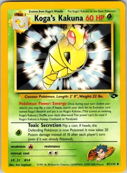 Koga's Kakuna 047/132 Gym Challenge Pokemon TCG NM Unlimited - Image 1