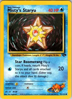 Misty's Staryu 092/132 Gym Challenge Pokemon TCG NM Unlimited - Image 1