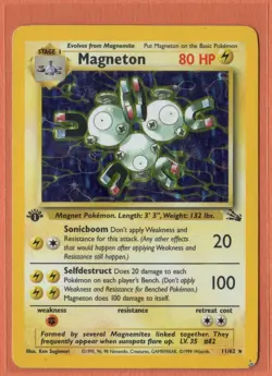 Pokemon TCG - Magneton - Fossil #11/62 - 1st Edition Holo Rare - LP - Image 1