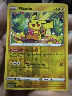 Pikachu Reverse Holo Foil Pokemon Sword & Shield Lost Origin 52/196 NM - Image 1
