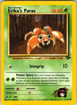 Erika's Paras 071/132 Gym Challenge Pokemon TCG MP Unlimited - Image 1