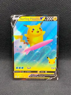 Surfing Pikachu V 008/025 Ultra Rare Celebrations 2021 - Pokemon Card TCG (NM) - Image 1
