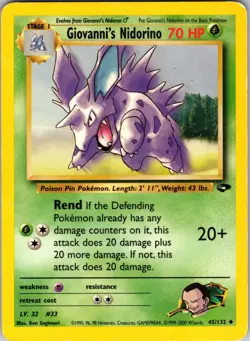 Giovanni's Nidorino 045/132 Gym Challenge Pokemon TCG LP - Image 1