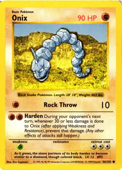 Pokemon TCG Onix 56/102 Common Base Set Shadowless Common LP - Image 1