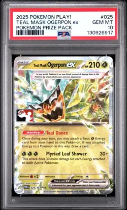 Pokemon Teal Mask Ogerpon ex 025/167 Prize Pack Series PSA 10 GEM MINT - Image 1