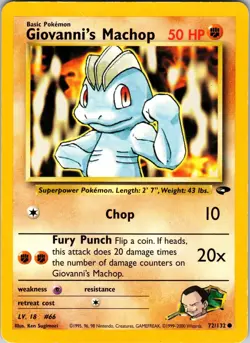 Giovanni's Machop 072/132 Gym Challenge Pokemon TCG MP Unlimited - Image 1