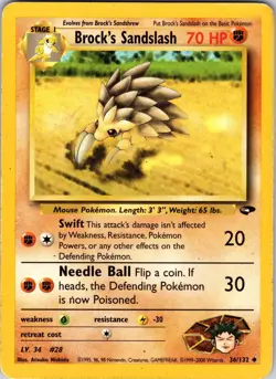 Brock's Sandslash 036/132 Gym Challenge Pokemon TCG MP Unlimited - Image 1