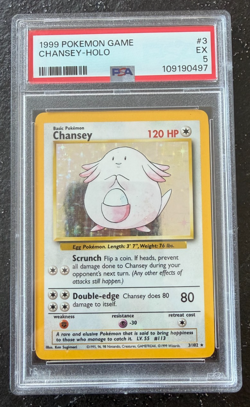 1999 Pokemon Base Set Chansey Holo PSA 5 - Image 1