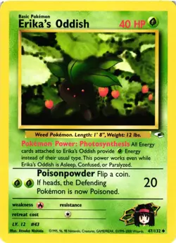 Pokemon TCG Erika's Oddish Gym Heroes 47/132 Uncommon Unlimited LP - Image 1