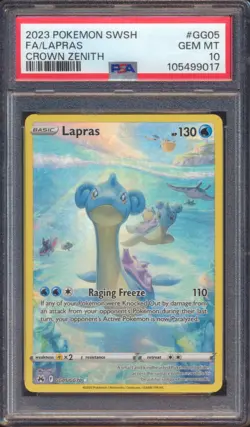 2023 POKEMON CROWN ZENITH #GG05 LAPRAS FULL ART PSA 10! - Image 1