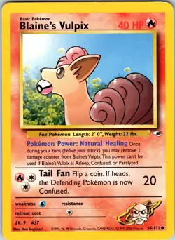 Blaine's Vulpix 065/132 Gym Heroes Pokemon TCG NM Unlimited - Image 1