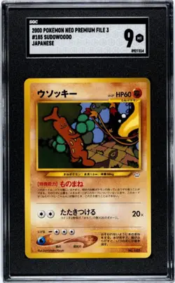 Sudowoodo 185 Neo Premium File 3 Rare Japanese Promo 2000 Pokemon SGC 9 MINT - Image 1