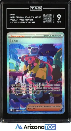 Pokemon 2024 Iono 237/091 Full Art Special Illustration Rare Paldean Fates TAG 9 - Image 1