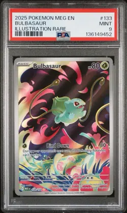 2025 POKEMON MEG EN-MEGA EVOLUTION ILLUSTRATION RARE #133 BULBASAUR PSA 9 - Image 1