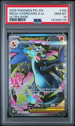 2025 POKEMON PFL EN-PHANTASMAL FLAMES ULTRA RARE #109 MEGA CHARIZARD X EX PSA 10 - Image 1