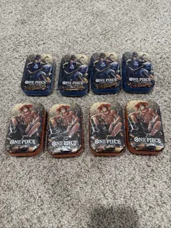 One Piece TCG Deck Tin Set of 8 Featuring Monkey D. Luffy & Portgas D. Ace - Image 1