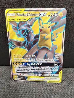 Pikachu & Zekrom GX 162/181 MP Full Art Ultra Rare SM Team Up Pokemon Card! - Image 1