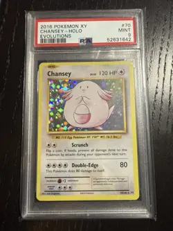 Pokemon TCG Chansey 70/108 Holo Rare Card XY Evolutions 2016 PSA 9 - Image 1