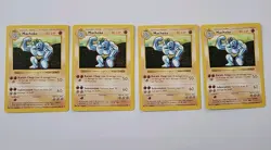 Collection Of 4 Shadowless Machoke Pokemon Cards 34/102 - Image 1