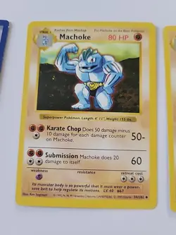 Collection Of 4 Shadowless Machoke Pokemon Cards 34/102 - Image 4