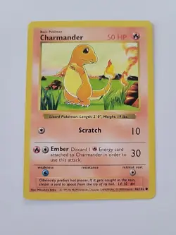 Pokemon TCG Charmander Base Set, Shadowless, Common Card 46/102 LP Condition - Image 1